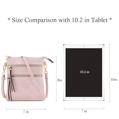 Image of Isabelle Small Lightweight Shoulder Bag for Women, Mini Multi Zipper Pocket Crossbody Handbag with Adjustable strap