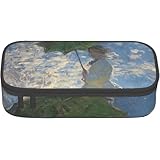 クロード モネ 散歩 日傘をさす女性 ペンケース 筆箱 大容量 筆入れ 文具ケース ペン袋 おしゃれ かわいい 小学生 中学生 高校生 大学生 男の子 女の子