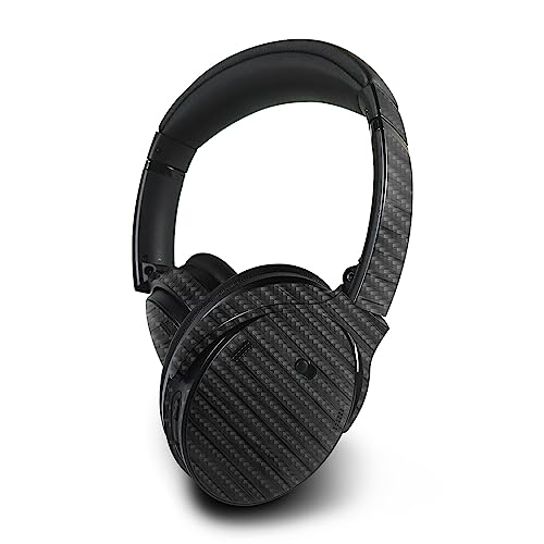 Image of MightySkins Carbon Fiber Skin Compatible with Bose QuietComfort 45 Headphones Black Wood | Protective, Durable Textured Carbon Fiber Finish | Easy to Apply | Made in The USA