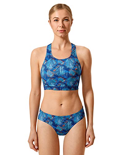 SYROKAN Bikini Conjuntos Deportivo Traje de Baño Racerback Natacion Mujer Sueño Azul XS