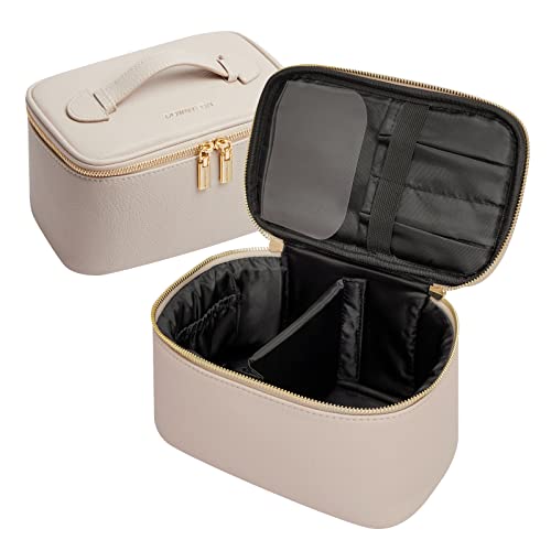 Rownyeon バニティポーチ メイクポーチ 化粧ポーチ クッションポーチ 大容量 ブラシポケット トラベル 防水 軽量 持ち運び かわいい おしゃれ 化粧道具 ホワイト