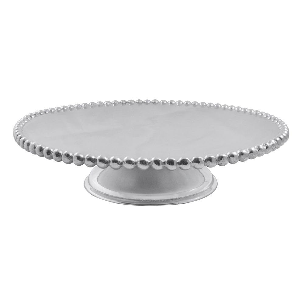 Mariposa Pearled Cake Stand | Silver | Brillante | Tableware | Cake Stands & Tiered Servers | Recycled SANDCAST Aluminum | Handmade in Mexico
