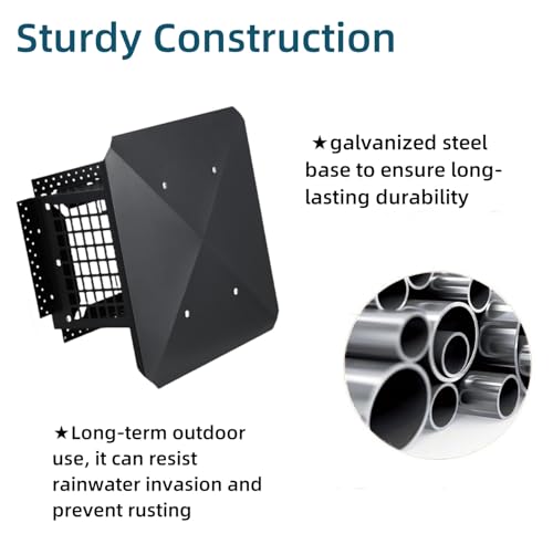 Chimney Cap, 13x13 Inches Square Chimney Cover, Galvanized Steel Fireplace Chimney Caps with Adjustable Bottom, Mesh Covers for Outside Existing Clay Flue, Black