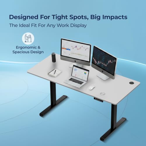 Image of The Sleep Company AeroPro Electric Height Adjustable Desk | Ergonomic WFH Table | 4 Memory Presets | Wireless Charging | 2 Yr Warranty | 1600x700 Top | Free Installation | White & Black