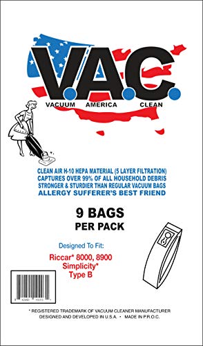 Vacuum America Clean Replacement for RICCAR Style 8000, 8900, and Simplicity Type B