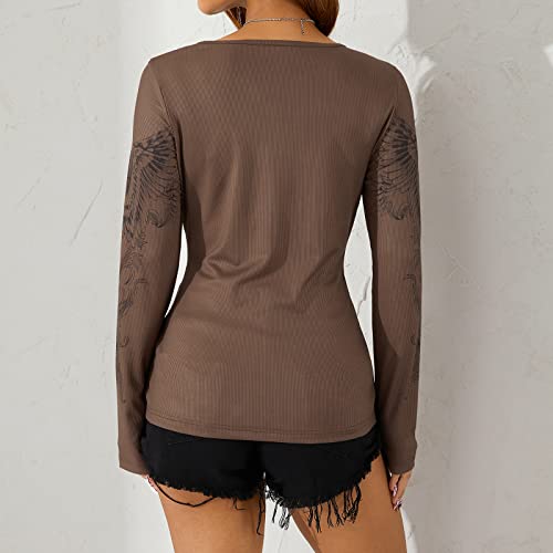 Image of Grunge Clothes for Women Y2K Tops Long Sleeve Fairy Grunge Aesthetic Shirts Teen Girls Vintage Graphic Tees Fall