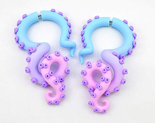 Pastel Goth Tentacle Earrings Cosplay Anime Fairy Kei Accessories Creepy Jewelry Japan Harajuku Menhera Visual Kei Octopus Yami Kawaii Costume Fake Gauge Earrings