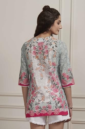 Image of BIBA Women Cotton Printed Straight Short Kurta