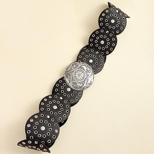 Man Waist Belt With Relief Round Buckle Adjustable Buckle Waist Belt Hollow Out Waistband For Coat Shirt3