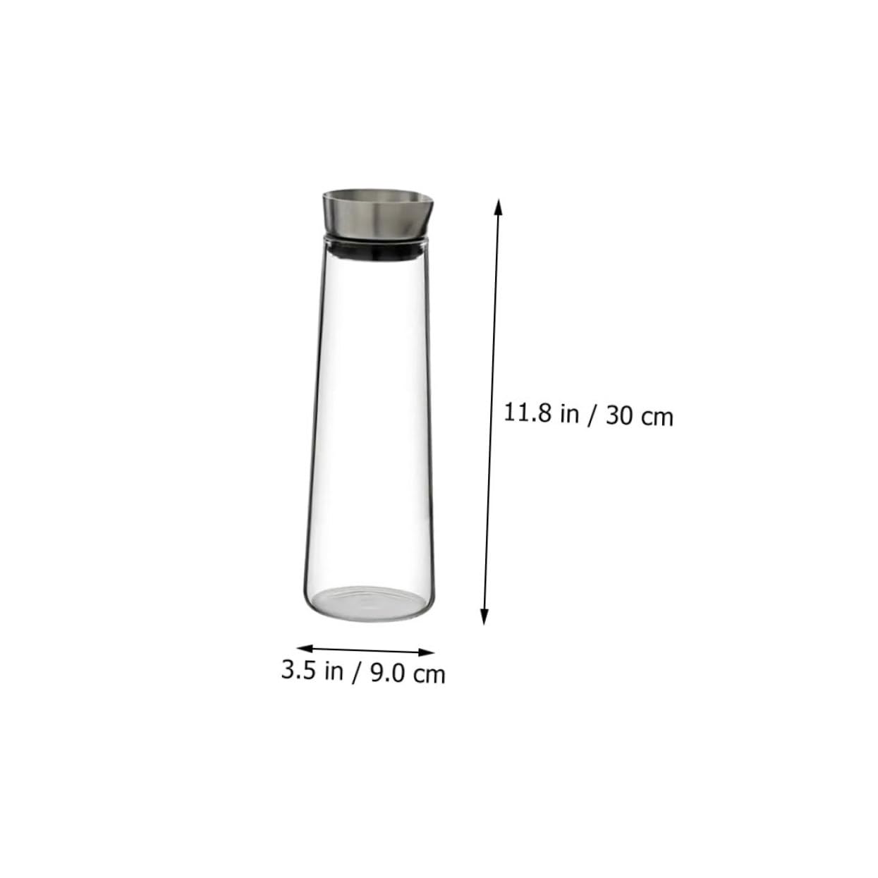 GLEAVI Jarra De Agua Fría Antidesbordamiento 1l De Vidrio De Borosilicato Tapa De Acero Inoxidable Para Uso Doméstico y Oficina Recipiente Transparente Para Jugos y Bebidas