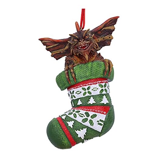 Nemesis Now Gremlins Mohawk in Stocking - Adorno Decorativo para Colgar (12 cm), Color Verde