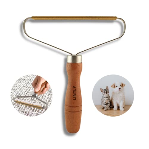 Lintly Portable Lint Remover For Clothes & Lint Remover Shaver - Stunning Rich Mahogany Wood - Lint Brush Pet Hair Remover For Fabric & Furniture - Metal Lint Roller For No More Lint - Carpet Scraper. #TOP1