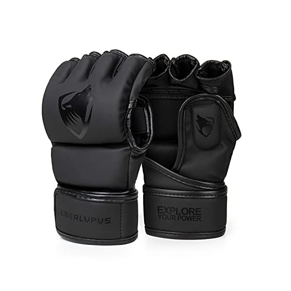 Liberlupus MMA Gloves for Men & Women, Martial Arts Bag Gloves, Kickboxing Gloves with Open Palms, Boxing Gloves for Punching Bag, Sparring, Muay Thai, MMA