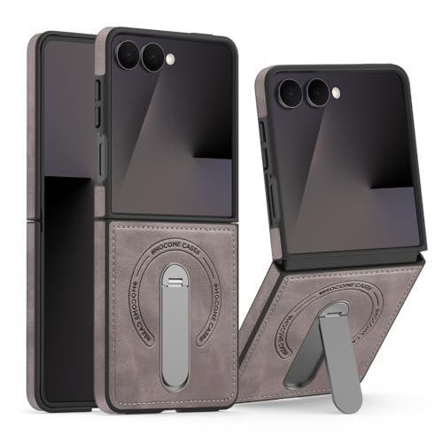 Étui pour Samsung Galaxy Z Flip 7 antichoc gris à bague magnétique
