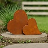 Der-Porzellan-Laden Rostdeko Herz liegend aus Metall, 29x31x8 cm, ideal als Gartendeko & romantische Dekoration, edelrostiges Herz für Haus und Garten