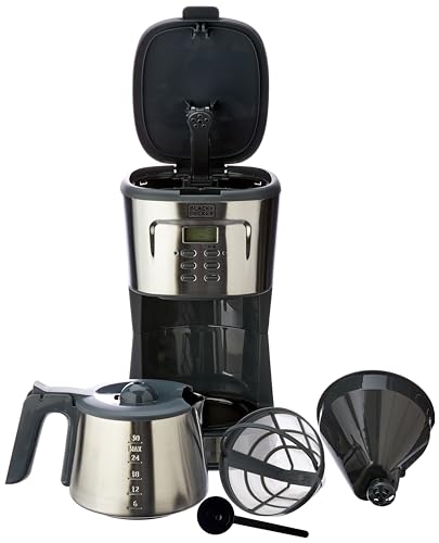 Black Decker Cafeteira com Jarra Inox, Programável, com Ajuste de Intensidade, Modelo CM300G, 127V