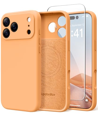 Image of Magnetic for iPhone 17 Pro Max Case, Compatible with MagSafe, [Full Camera Protection][Screen Protector] Silicone Shockproof Protective Phone Case for iPhone 17 Pro Max 6.9 inch, Cantaloupe