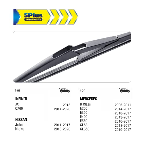 Image of 12 inch Rear Wiper Blade Replacement for Nissan Rogue 2021-2008 Juke 2017-2011 Kicks 2020-2013 Pathfinder 20-13 Qashqai 21-17 /Benz M GLE 19-06 GL GLS 21-07 GLK 15-10 BACK Windshield Wiper Blade (12-J)