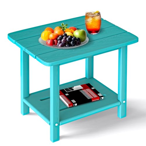 nevilywood table côté extérieur 2 étages HDPE bleu Aruba