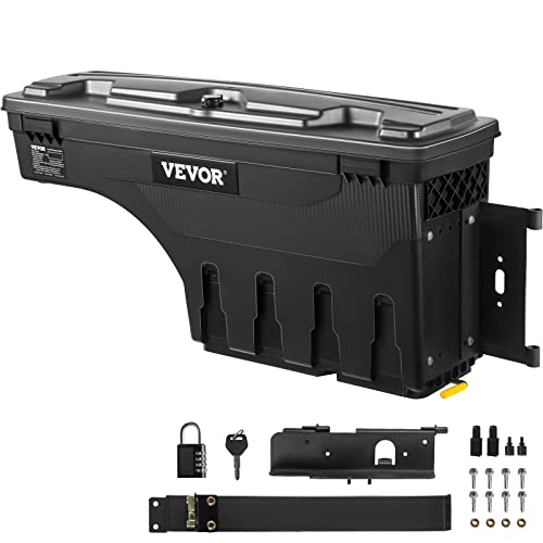VEVOR Truck Bed Storage Box, Lockable Lid, Waterproof ABS Wheel W...