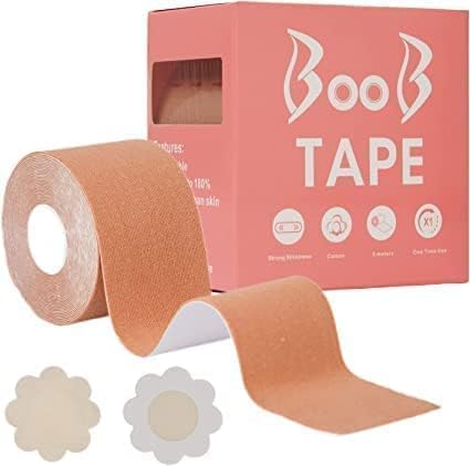 Boob Tape 5M with 72 Fashion Tape for Clothes & 10 Nipple Cover Pasties Combo - Multipurpose Body Tape for Women Push Up Lingerie Breast Lifting Roll Bra Double Sided Transparent-image-30