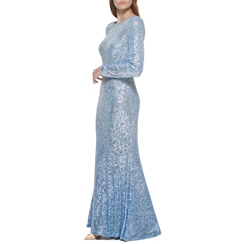 Image of Eliza J Women's Long Sleeve Boat Neck Ombre Sequin Gown