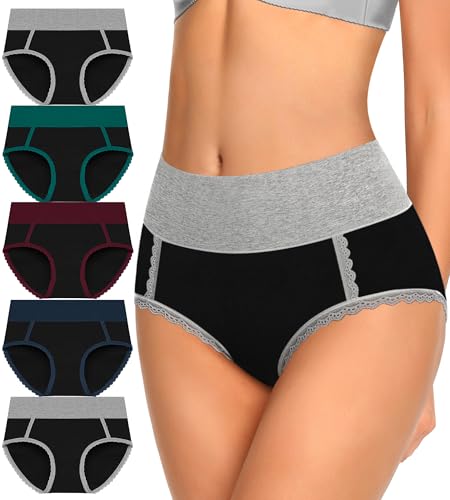 Women Underwear Cotton High Waisted Soft Briefs Full Coverage Comfort Panties Multipack