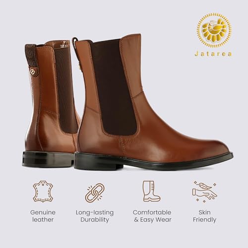 JATAREA Ankle Boots for Women - Stylish Leather with Block Heel Chelsea - Comfortable & Easy Wear Womens Bootie - Cushioned Insole for Comfort - Fashionable and Versatile Design - BELA2