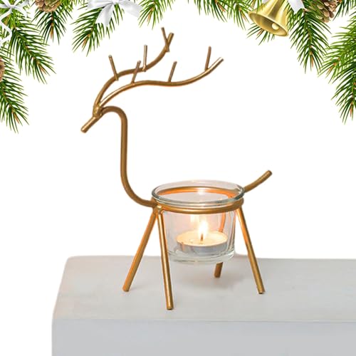 Christmas Reindeer Candle Holder - Holidays Decorative Candle Stand | Beautiful Reindeer Design Great For Living Room Fireplace Or Dining Table Decor, Perfect For Festive Ambiance And Seasonal Gifting