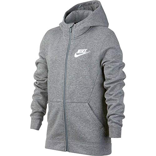 Nike Youth Boys Full Zip Fleece Hoodie Athletic Hoody (Small) Gray (Small)