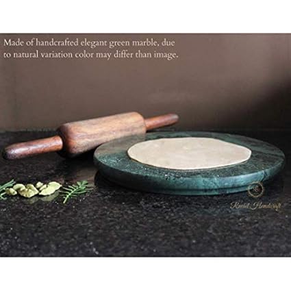 GURUMAN Chakla | Marble Roti Roller Rolling Board | Roti Maker| Roti Maker | Phulka Maker | Rolling Pin Board or Round Board | Chapati Maker chakla for Home & Kitchen (Green, 9 inch)