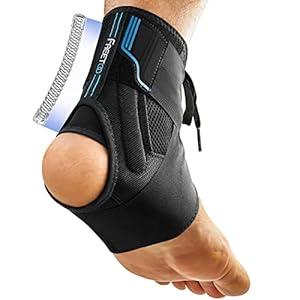 FREETOO Ankle Brace Maximum Metal Support for Men & Women, Compression Foot Support for Sprained Ankle, Plantar Fasciitis,Injury Recovery, Lace up Ankle Support for Running Volleyball Left/Right
