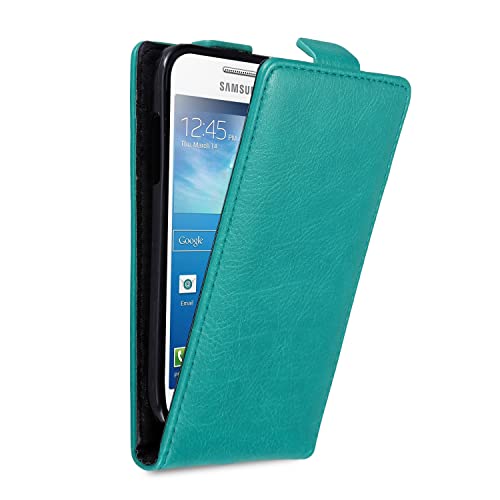 Cadorabo Hülle kompatibel mit Samsung Galaxy S4 MINI Flip Design aus Premium Kunst Leder Flip Klappbare Stoßfeste Magnetische Cover Hülle für Galaxy S4 MINI Tasche in Türkis