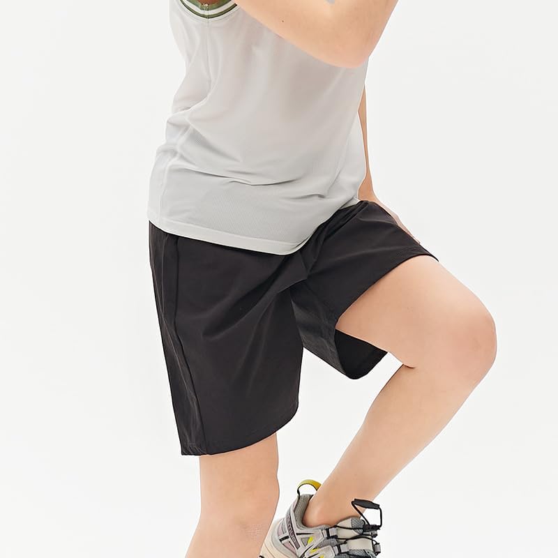 Kids' Quick-Dry Shorts - Breathable Outdoor Shorts for Boys & Girls, Lightweight Solid Color Athletic Playwear Black