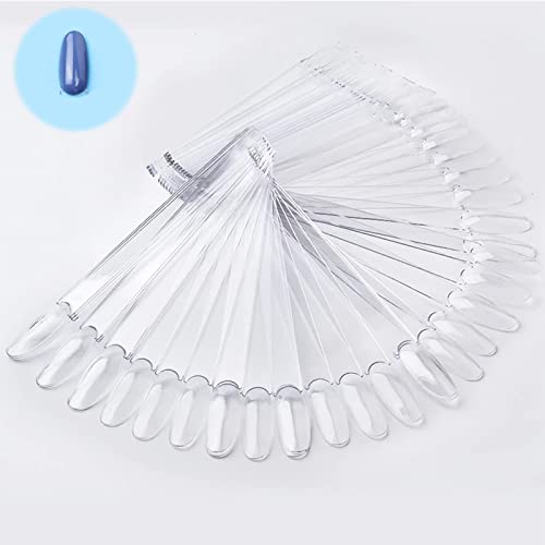 50 Stück Nail Art Tips Ring Stick, Display Fan Praxis Starter Farbring, Display für Nagellack Display und Nagelstudios (Transparent, Oval) Cover