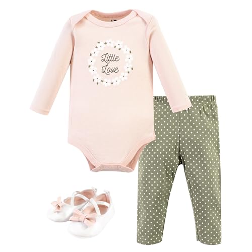 Image of Hudson Baby Baby Cotton Bodysuit, Pant and Shoe Set