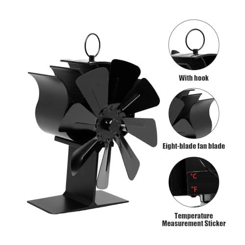 Ventilateur de poêle à bois à 8 pales pour diffusion de chaleur