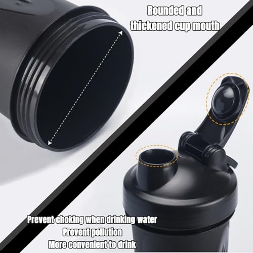 700ml Eiwitshakefles met Metalen bal en 2 Schoonmaakborstels, Lekvrije Shakerfles met Klapdeksel van Roestvrij Staal, BPA-vrij, voor Buitensportliefhebbers, Mannen en Vrouwen - Afbeelding 4