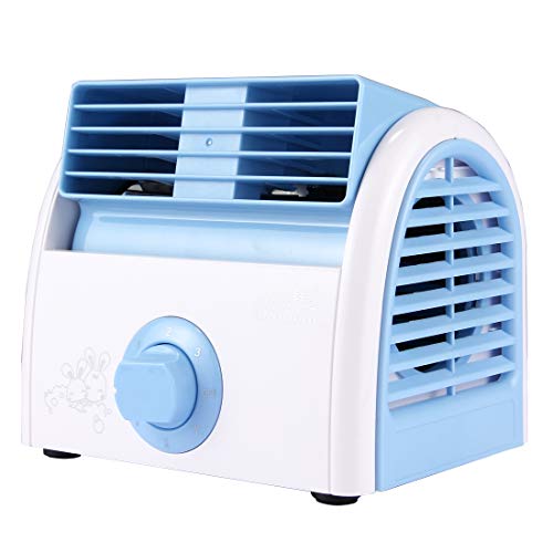 Image of Mini Handheld Fan 30W Turbine No Blade Mini Desktop Mute Fan for Dormitory /Bedroom /Living Room /Office, 3 Kinds Speed Mode, AC 220V(Pink) (Color : Blue)