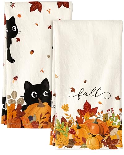 Miss Adola Pumpkin Cats Flour Sack Towels