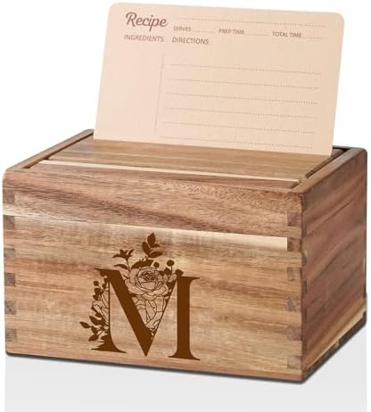 InnoBeta Personalized Gifts Recipe Box, Personalized Initial Reci...