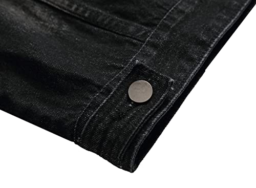 LAMKUKU Mens Denim Jacket Ripped Slim Jean Jacket Coat for Men