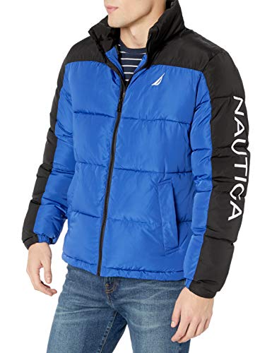 Nautica Men's Colorblock Puffer Jacket, Black, Extra Large