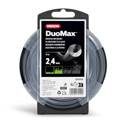 Oregon Round 2.4mm Strimmer Line Durable Dual Material Line Tackles Grass Weeds & Thick Vegetation Professional Heavy Duty Strimmer Wire Fits Most Standard Models 2.4 mm x 15 m (295367E)