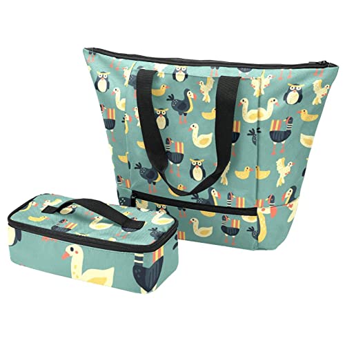 Sac fourre-tout chouette avec boîte à déjeuner et sac isotherme multicolore