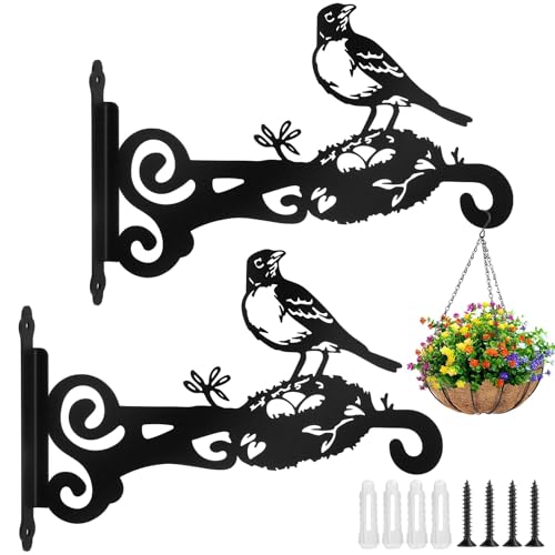 Ruryxel 2 Stück Blumenampel Halterung, Metall Wandhaken Blumenampel, Wandhalterung Blumenampel 25cm, Pflanzenhalterung Blumenampelhalter für Pflanzer, Vogelhäuschen, Wandleuchter, Windspiele,Garten