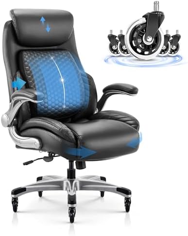 COLAMY Office Ergonomic Desk High Back Executive Chair with Pop-O...