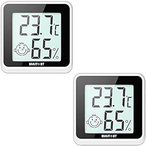 2 x mini-thermometer/hygrometer voor het neerzetten en opplakken van binnenruimte, woonkamer, kantoor (vochtigheid en temperatuur)