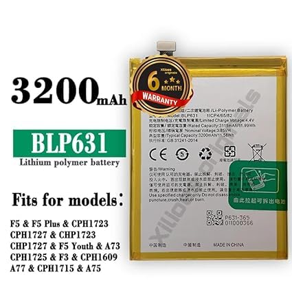 Image of BLP631 Battery for Oppo F3 / F5 / A77 /CPH1723 / CPH1727 / CPH1609 / CPH2339 / Battery with 6 Month Warranty****** (R231)