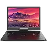 15.7" Portable DVD Player with 14.1" Large HD Swivel Screen for Car and Kids, Built-in 6 Hrs Rechargeable Battery, Dual Stereo Speaker/Sync TV/Region Free/USB/SD, Black